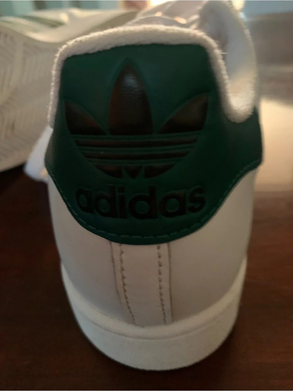 adidas superstar men’s size 11 White Sneakers with Green Stripes